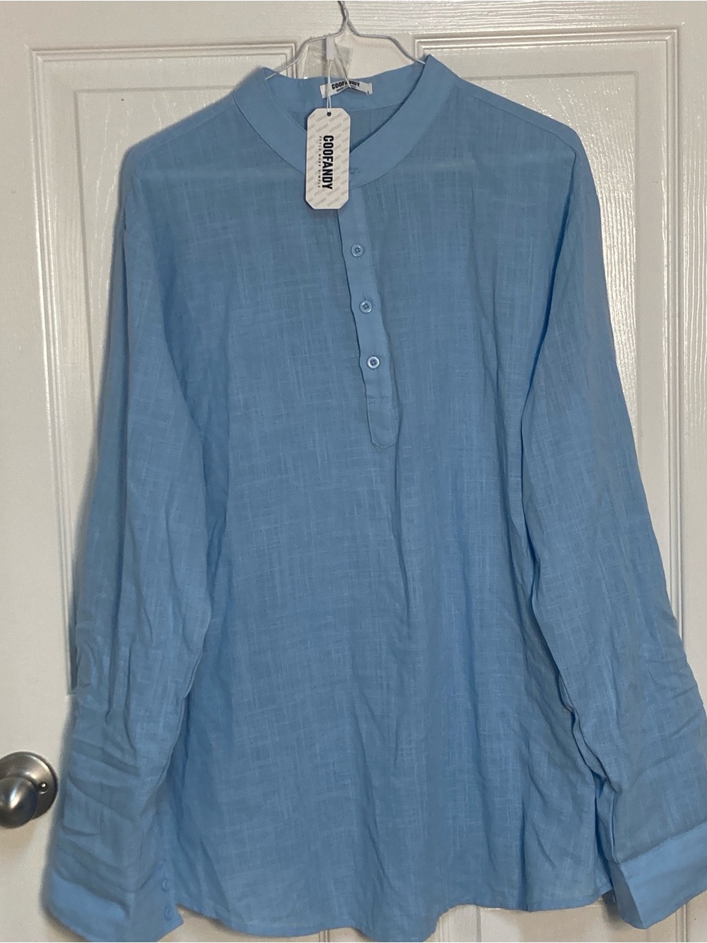 Cool Laundry by Shelli Segal Light Blue Band-Collar Button-Down Shirt